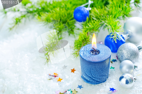 Image of candle and christmas decoration