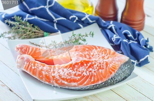 Image of raw salmon steak