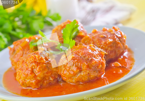 Image of meat ball with tomato sauce