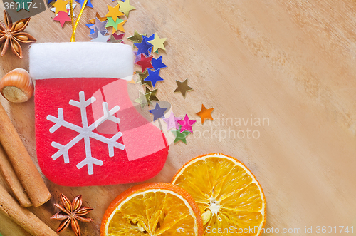 Image of aroma spice and christmas background