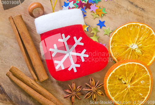 Image of aroma spice and christmas background