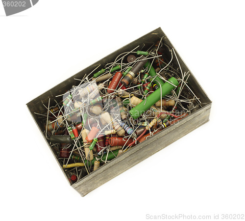 Image of Box full of electronic resistors