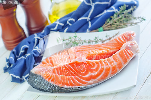 Image of raw salmon steak