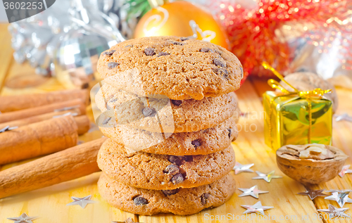 Image of cookies and christmas decoration