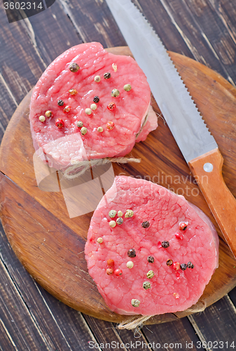 Image of raw meat and spice on board