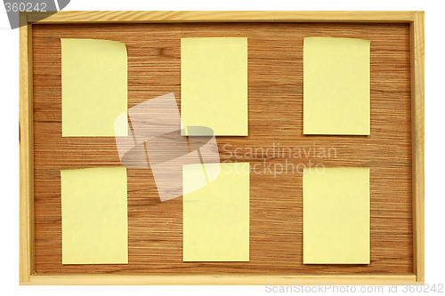 Image of Notice board with six blank stickies