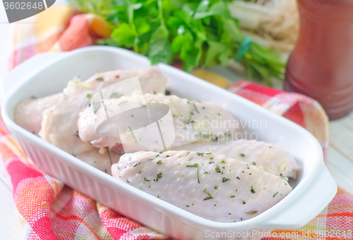 Image of raw chicken wings with spice