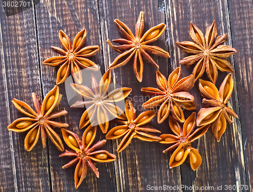 Image of anise on wooden board