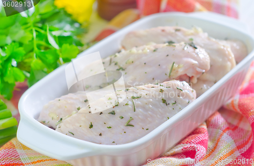 Image of raw chicken wings with spice