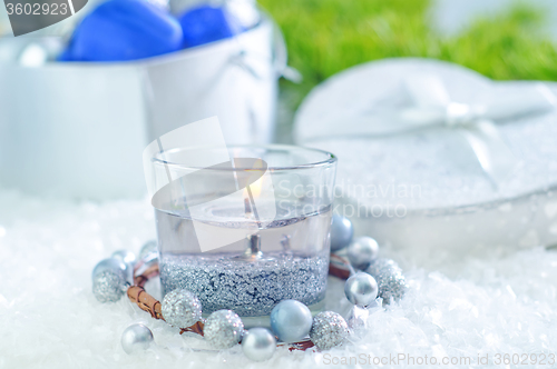 Image of candle and christmas decoration