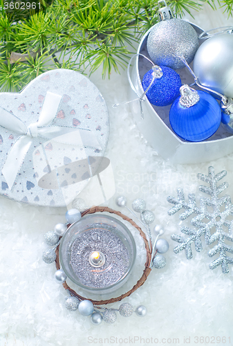 Image of candle and christmas decoration