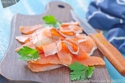 Image of salmon on board