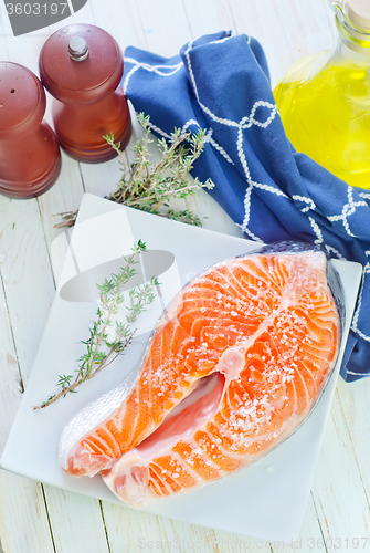 Image of raw salmon steak