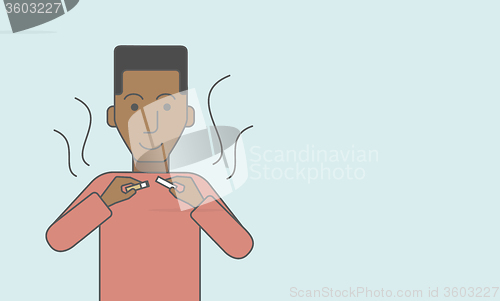 Image of Man breaking the cigarette