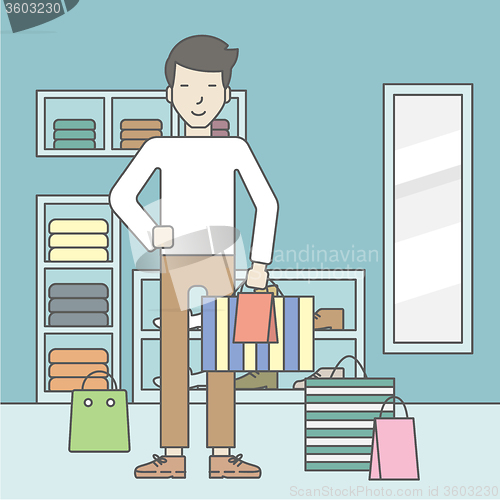 Image of Man in clothing store.