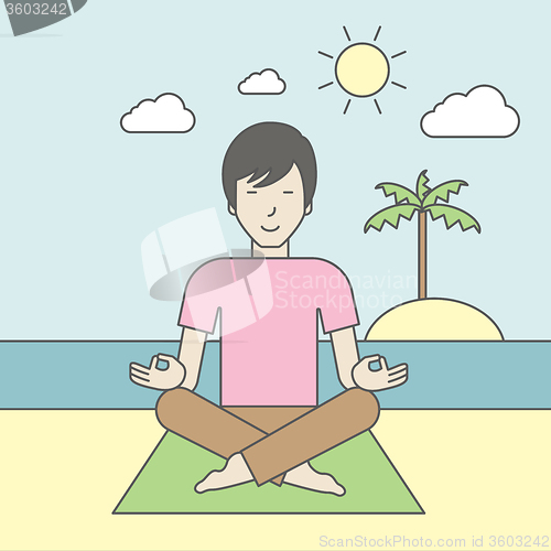 Image of Asian man meditating