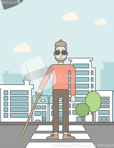 Image of Blind man with stick.