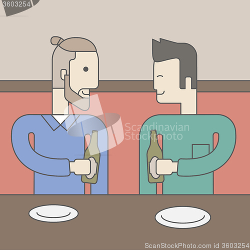 Image of Men sitting in bar .