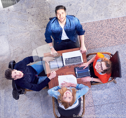 Image of students group working on school  project  together