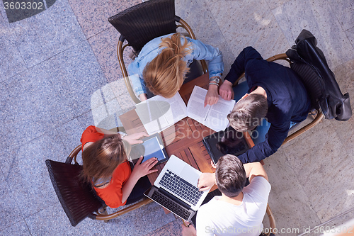 Image of students group working on school  project  together
