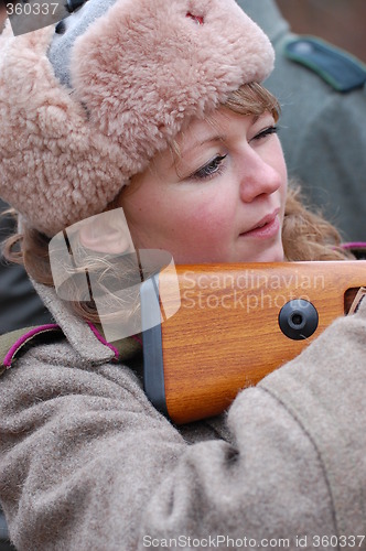 Image of Soviet girl soldier. WWII