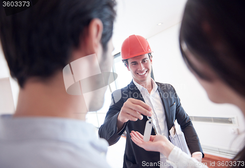 Image of couple buying new home with real estate agent