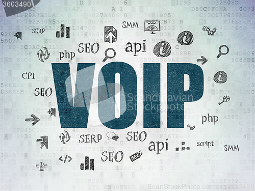 Image of Web design concept: VOIP on Digital Paper background