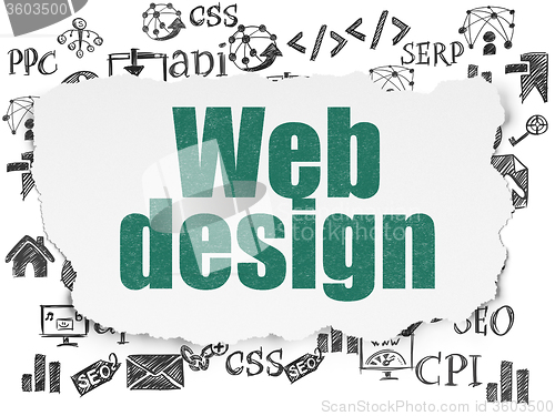 Image of Web development concept: Web Design on Torn Paper background