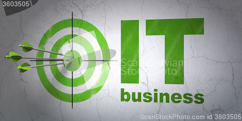 Image of Business concept: target and IT Business on wall background