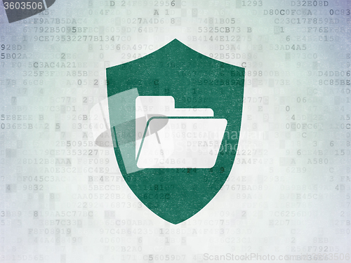 Image of Finance concept: Folder With Shield on Digital Paper background