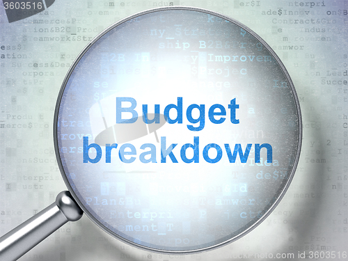 Image of Finance concept: Budget Breakdown with optical glass