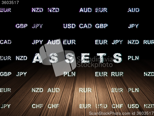 Image of Money concept: Assets in grunge dark room