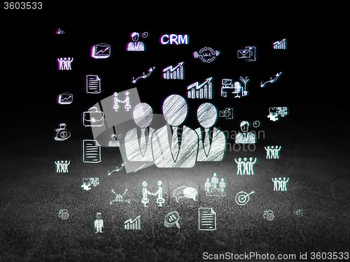Image of Finance concept: Business People in grunge dark room