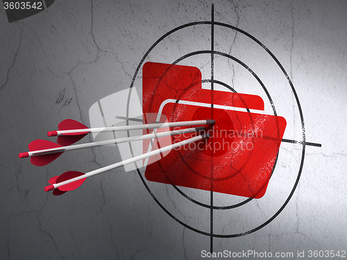 Image of Finance concept: arrows in Folder target on wall background