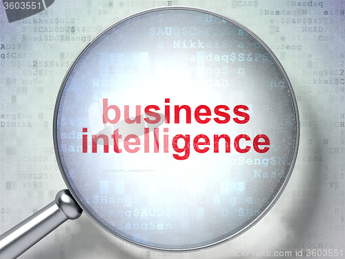 Image of Business concept: Business Intelligence with optical glass