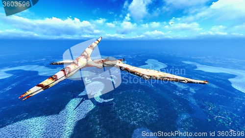 Image of Huge pterodactyl over land