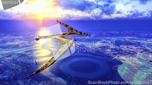 Image of Huge pterodactyl over land