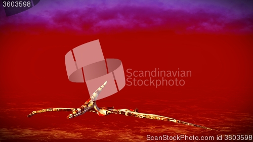 Image of Huge pterodactyl over land