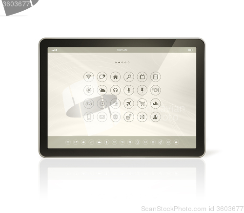 Image of digital tablet pc with apps icons interface