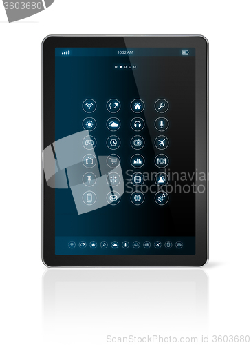Image of tablet pc with apps icons interface