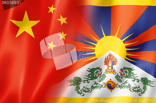 Image of China and Tibet flag