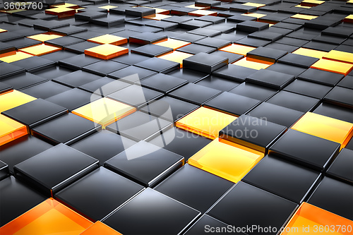 Image of black and orange glass cubes