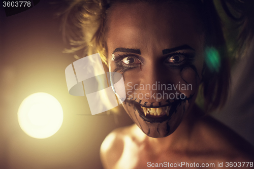 Image of Horrible girl with scary mouth and eyes