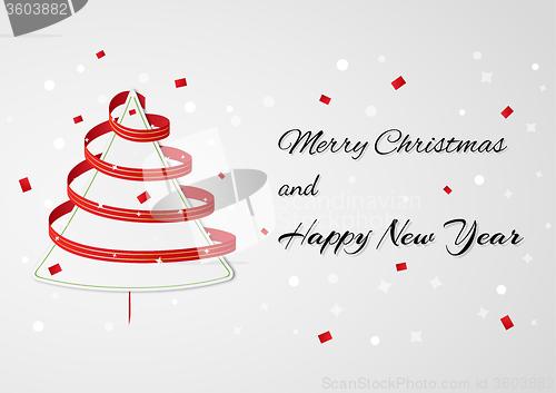 Image of christmas card wth ribbon tree