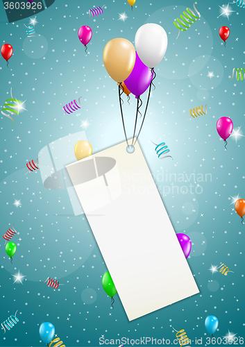 Image of flying balloons with blank paper