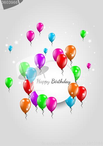 Image of happy birthday label and balloons