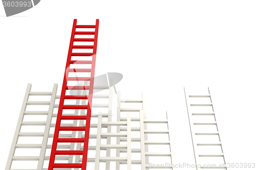 Image of Red ladder among white