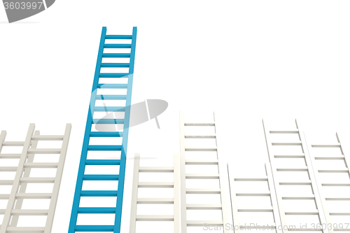 Image of Blue ladder among white