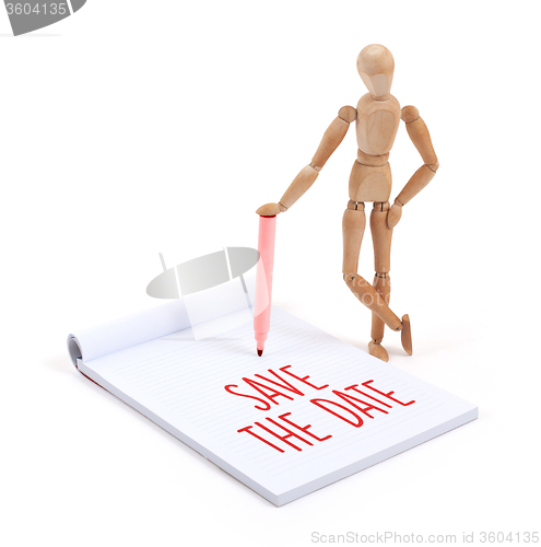 Image of Wooden mannequin writing - Save the date