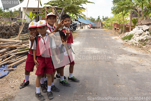 Image of Balinese hindu boys in school uniform
